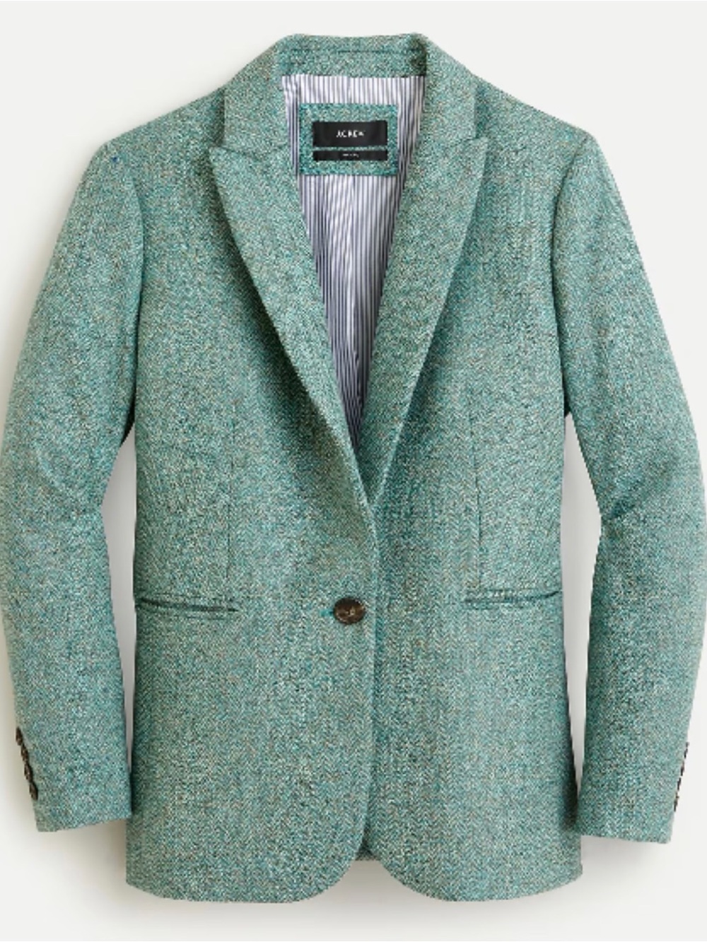 J. Crew Teal Tweed Single-Button Blazer